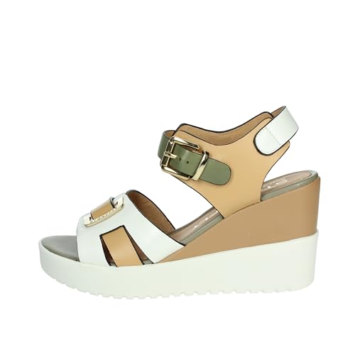 Sandales compensées Stonefly ELY 19 marron tanin et beige pour femme
