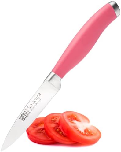 Taylors Eye Witness Syracuse Kitchen Knife 3pce Set - Paring 8cm/3.5, Chefs 15cm/6 & Cooks All Purpose 13cm/5 Cutting Edge. Ultra Fine, Razor Sharp Blade. Soft Textured Grip Aqua Blue Handle