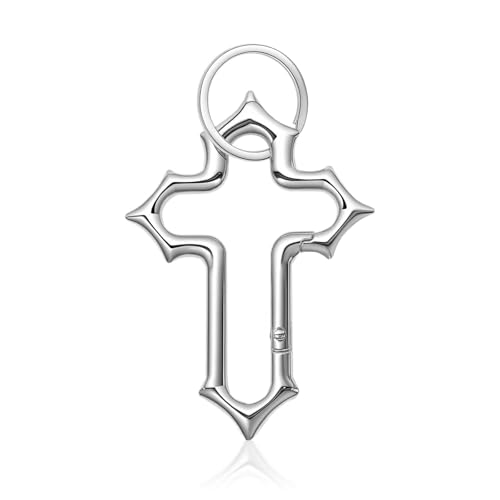 Cross Carabiner Clips Cute Cool Durable Y2K Christian Keychain Versatile Key Ring for Handbag Backpacks Belt Loop Accessories (Silver)