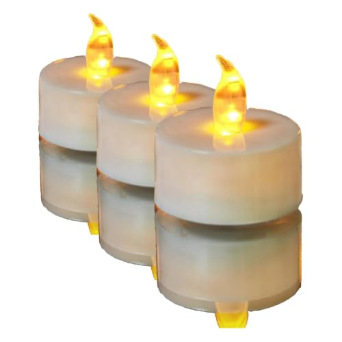Image of YIWER Battery Tea Lights Candles Set of 24: Flickering flameless Realistic Tealights with Warm Yellow Light Candle Light for Festivals Parties Halloween Warm Atmosphere (Pack of 3)
