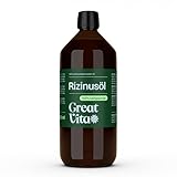GreatVita Rizinusöl 1 Liter - 100% reines kaltgepresstes Öl, nativ Ph. Eur., Wimpern Serum...