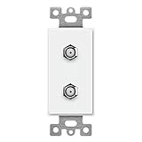 ENERLITES Duplex F-Type Coaxial Connector Wall Jack (Female to Female) Molded-in Voice and Audio/Video, 6506-W, White