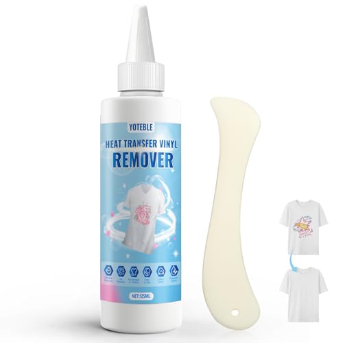 YOTEBLE Vinyl Remover for Heat Transfer Vinyl No Damage to Fabrics Quick Results Heat TransferVinyl Remover Suitable for Natural Fibers Such as Cotton Linen Wool Synthetic Fibers 125 ml