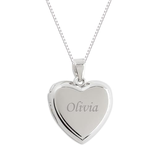 Cherished Moments Children's .925 Sterling Silver Engraved Heart Locket for Toddlers, Kids, or Little Girls on 14 Inch Chain