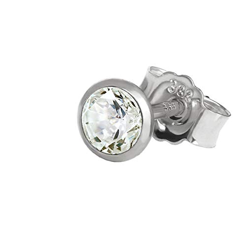 NKlaus Pendientes de oro blanco de 4,0mm 333 8 quilates Zirkonai White Ladies Gents Stud Earrings