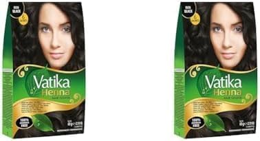 Vatika Henna Hair Colour Rich Black 100% Ammonia Free 6 x 10g Sachtes - 60g (Pack of 2)