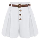 Belle Poque Plus Size High Waisted Wide Leg Shorts Old Money Clothes Summer Bermuda Shorts for Women Casual White,L