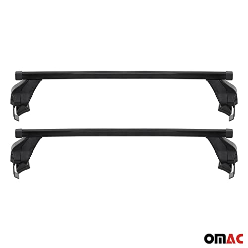 Omac Smooth Roof Rack Cross Bar Set For Toyota Prius 2010-2015 Black / Car Rooftop Crossbars 110 Lbs Load Aluminum Anti-Theft Lock 2 Pcs / Carrier For All Your Cargo Luggage Bike #TOP5