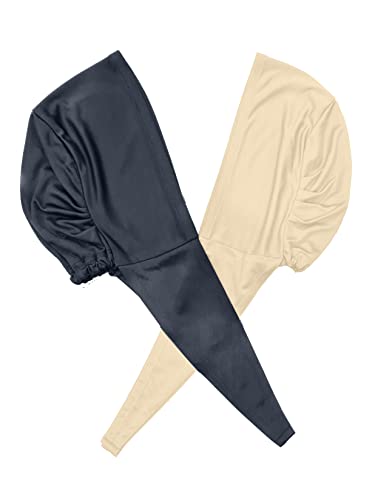 Image of Mehar Women's Hair Ponytail Cap Set of 2 | Soft Stretchable Polyester Hijab Inner Cap | Adjustable Tie-Back | Scarf & Helmet Inner | One Size Fits All