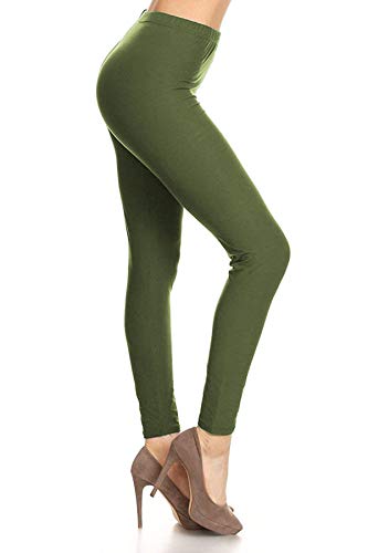 Image of Leggings Depot Women's High Waist Leggings Soft 1 inch Waistband Solid Pants - Regular, Plus, 1X3X, 3X5X