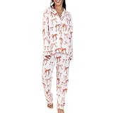 Conjunto de pijama con botones para mujer, conjunto de pijama de manga larga para mujer, camisa con cuello en V y pantalones de pierna ancha, conjuntos de pijama de dos piezas, ropa de dormir cómoda