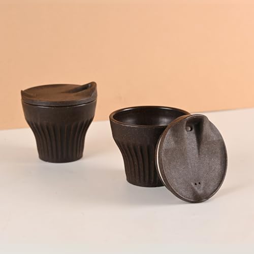 Image of Eha Earth Friendly Rafter Coffee Mug with Lid | Tea Cup Set | 175 ml | Made with Rice Husk | Microwave Safe Mugs for Gifting | 2 Unit | Coffee