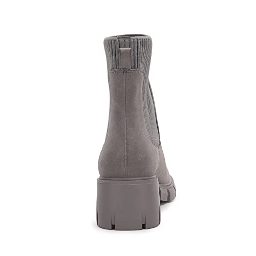 Image of Ruanyu Womens Platform Ankle Boots Elastic Chunky Block Heel Chelsea Booties Lug Sole Non-Slip Combat Shoes
