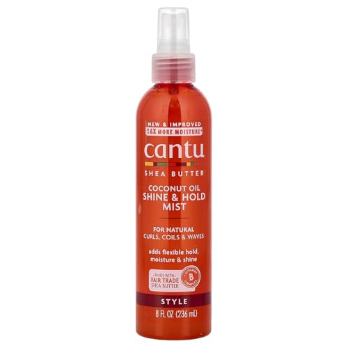 Cantu Coconut Oil Shine & Hold Mist with Shea Butter for Natural Hair, 8 fl oz