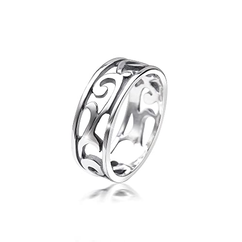 MATERIA Damen Ring keltisch 925 Sterling Silber antik breit #SR-108, Ringgrößen:51 (16.2mm Ø)