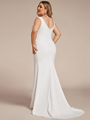 Ever-Pretty Plus Women's Sleeveless Pleated Bodycon Side Slit Floor Length Plus Size Wedding Dresses 0121B-DAPH2