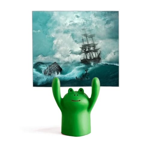 Support pour photo de l'océan et dessin animé grenouille en décor nature