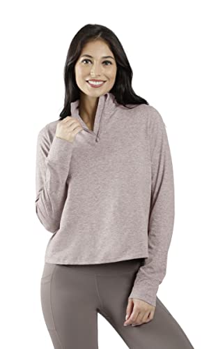 Image of 90 Degree By Reflex Cropped Two Tone Heather Long Sleeve Quarter Zip Jacket