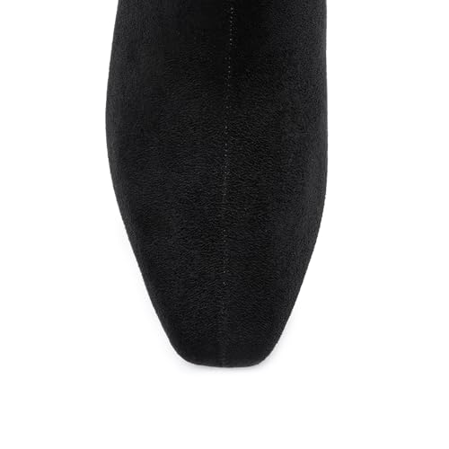 Athlefit Women's Ankle Boots Comfortable Low Heel Pointed Square Toe Dress Short Boots with Side Zipper3