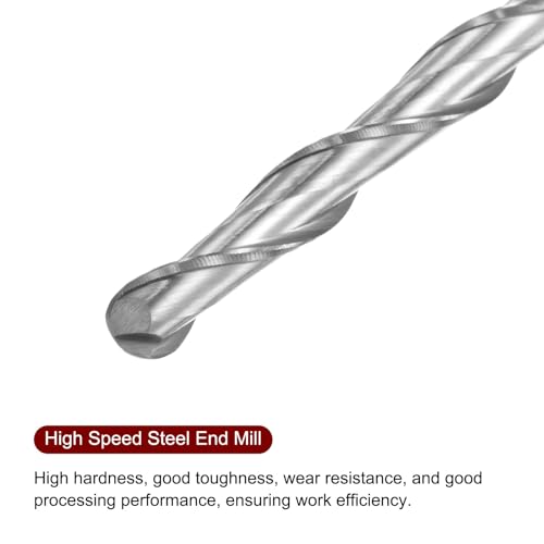Image of HARFINGTON Ball Nose End Mill 6mm Diameter 42mm Cutting Length 6mm Shank High Speed Steel 2 Flutes Spiral Upcut CNC Router Bits