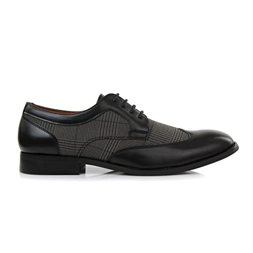 Image of Ferro Aldo Men's Wingtip Oxford Dress Shoes | Classic Brogue & Two-Tone Spectator Styles | Formal Wedding Business Party Shoe