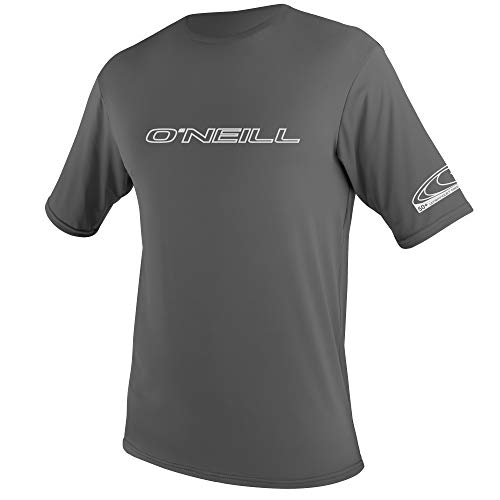 O'Neill Wetsuits Men's Basic Skins Short Sleeve Sun Shirt Rash Vest, Graphite, XL