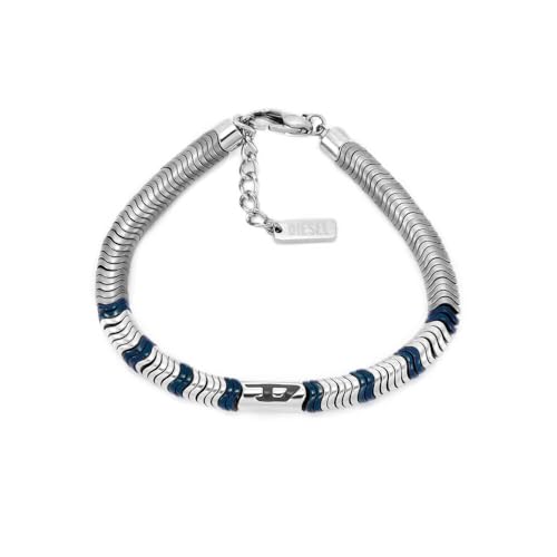 Diesel Pulsera de hombre de cuentas semipreciosas con cierre de langosta, Negro carbón