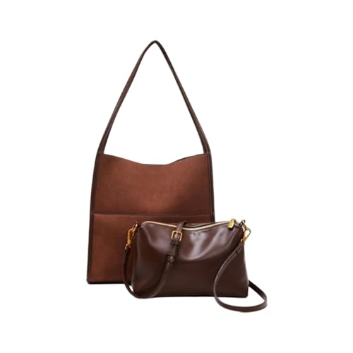 BOTCAM Invierno e invierno gran capacidad premium guadaña bolso de compras mujer sólido bandolera vinilo leggings con bolsillos, café, talla única