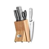 8 Piece Stainless Cutlery with Block Set in Natural