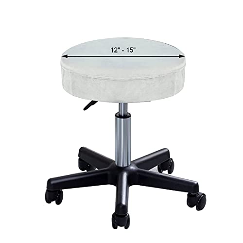 Daunkang 2Pcs Stool Covers Round Velvet Round Bar Stool Covers Washable And Soft Slipcover For Dia 12"-15", Ivory #TOP2