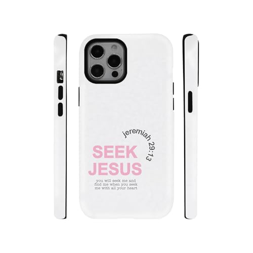 qizjio Christian Bible Verse Seek Jesus Phone Case, Shockproof Protective Cover for iPhone 12 Pro Max
