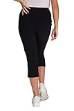Saumschlitze Ulla Popken Damen große Größen Übergrößen Plus Size Bengalinhose, wadenlang, Elastikbund, Stretch schwarz 50 640914100-50