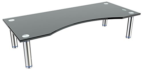 RICOO Soporte de Base para TV y Monitor FS7024-B Mueble Mesa de Cristal televisores Colgante Soportes no Inclinable y Giratorio 3D OLED LED LCD Plasma 4K Curvo Universal para televisor Color Negro