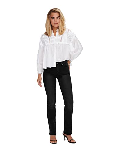 ONLY ONLWAUW HW Flared BJ1097 Noos Jeans, Washed Black, L/30 De Las Mujeres