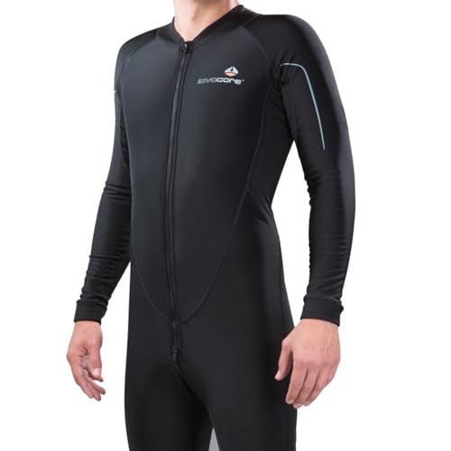 Lavacore Men's Front Zip Polytherm Full Suit - Lightweight, Windproof & Breathable with UPF 50+ Protection, Ideal for Warm Waters or Extra Warmth Under Wetsuits, Large