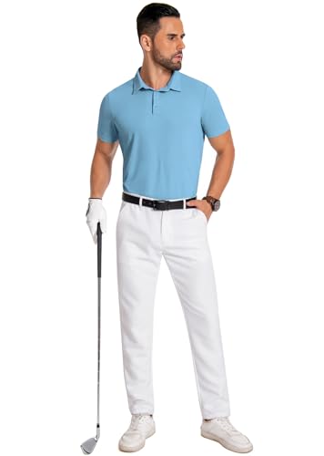 PEGENO Camisas polo masculinas de manga curta para golfe com absorção de umidade e atlética casual,