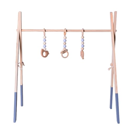Portique D’éveil En Bois – Gymnase D’activités Pour Bébé 0-12 Mois – 3 Jouets à Saisir – Pliable, Sans Odeur – Pin Bio
