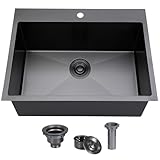 SHACO 25x18 Inch Black Drop In Kitchen Sink...