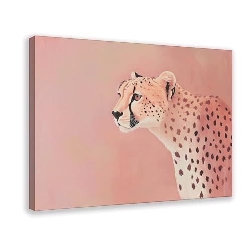 Art guépard rose pour sublimer un mur vide de salon ou chambre