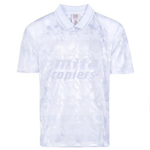 Score Draw Aston Villa 1990 Blank Out Retro Football Shirt White Large Polyester