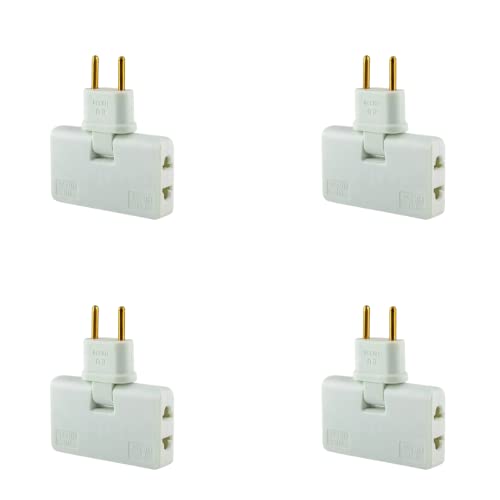(Pack 4) Ladrón de enchufes Plano 3 en 1, válido para Lugares sin Espacio (detrás de TV, Mueble, Cama), Enchufe Giratorio 180º , Material ignífugo, 1500W, Certificado CE, 4 pcs Cover