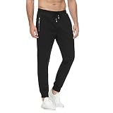 ANEELV Jogginghose Herren Trainingshose mit Reißverschluss Sporthose Herren Lang Herren Hosen Freizeithose Männer Baumwolle Sweatpants Jogger Schwarz L