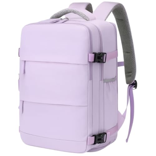 Mochila Viagem Executiva Expansível Masculina Feminina Notebook Avião Impermeável Reforçada Carregador Cabo USB 40 Litros (Lilás)