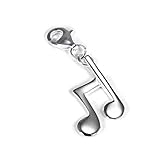 Flaches Design Sterling Silber Musik Note Charm Anhänger zum Anklipsen