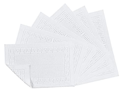 Tapis de Bain pour Sol de Salle de Bain - Tapis 100 % Coton - Serviette de Pied - comme Tapis de Bain - Tapis de Bain Lavable Blanc (Lot de 6) (Blanche Greek) Cover