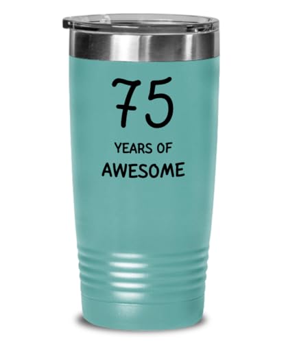 IKPR 75th Birthday Gift for Women Men Tumbler 1Mother’s Day Father’s Day Gift Dad Mom Co worker Best Friend gift 75 Years of Awesome
