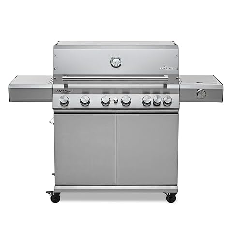 GRANDSTATE 6-Brenner Gasgrill EAGLE 652 G mit Keramik-Infrarot-Steak-Brenner, Seitenkocher und Gusseisen-Grillrost, Gesamtleistung von 27,2 kW, inkl. Grill Schutzhülle