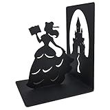 ECONI Premium Buchstütze extra schwer, Buchständer in schwarz mit Einer Prinzessin als Figur aus Metall für Erwachsene und Kinder mit den Maßen 18cm x 14cm x 12cm