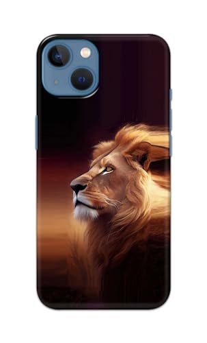 Image of PRINTFIDAA Printed Hard Back Cover Case for Apple iPhone 13 Back Cover (Danger Lion) -112