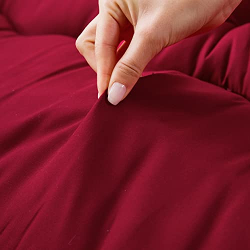 Image of MAXYOYO Japanese Floor Mattress Futon Mattress Thicken Tatami Mat Sleeping Pad Roll Up Mattress Floor Lounger Mat Folding Couch Mattress Pad for Guest Room, Burgundy, King Size